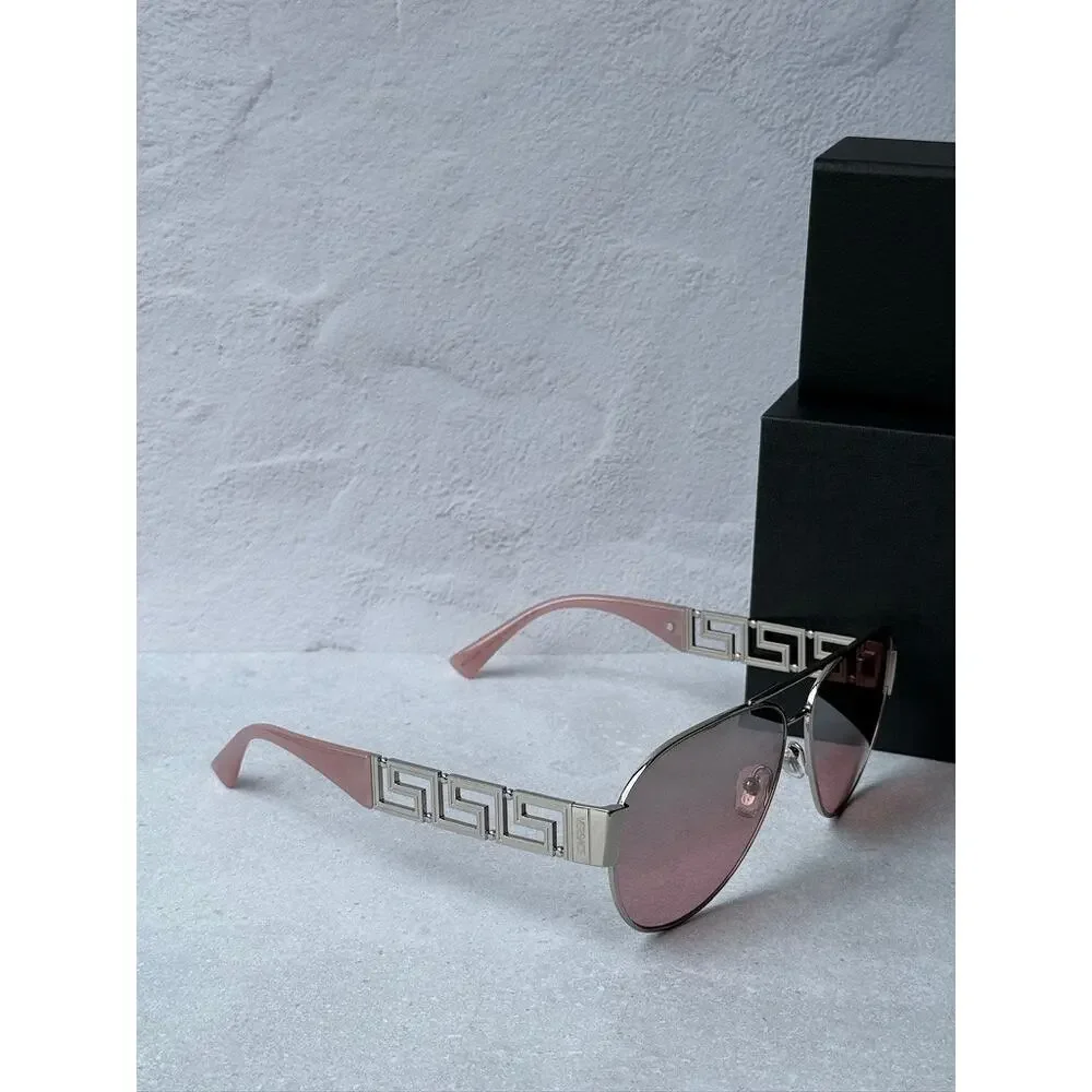 NEW Versace VE2289 Aviator Sunglasses in Silver Pink Mirror